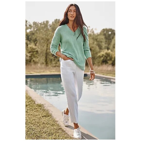 J. Jill Women's Khaki Cotton Linen Stretch Blend Straight Leg Pants Plus Size 14 - Picture 16 of 16